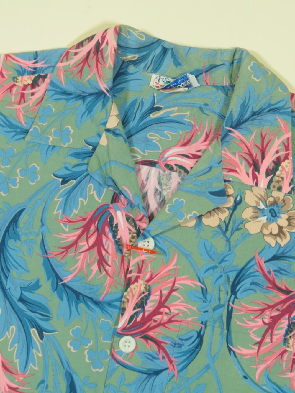 Vintage 90s Reyn Spooner Hawaiian Shirt Mens M Green Blue Pink Multi Floral